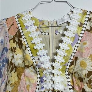 Zimmermann Multicolor Floral Dress with White Embroidery. Elegant Zimmermamm
